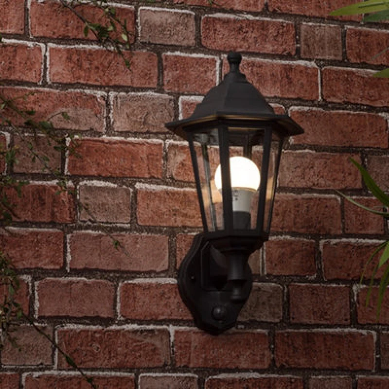Image of Valuelights Mayfair Black Outdoor Security Dusk To Dawn Ip44 Rated Wall Light Lantern With LED Bulb
