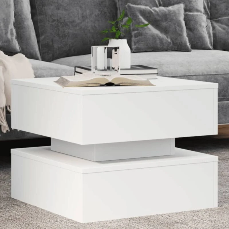 Image of VIDAXL Coffee Table with LED Lights White 50x50x40cm vidaXL 8721012466234