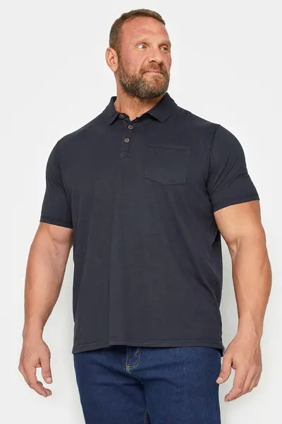 image of BadRhino Slub Polo Shirt Dark Navy