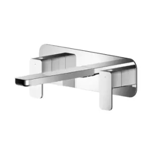 image of Nuie Windon Wall Mounted 3 Tap Hole Basin Mixer With Plate - Chrome