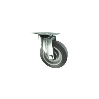 Image of Swivel Plate 80MM Grey Rubber Tyre - Atlas Workholders