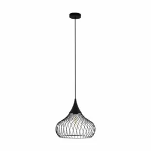 image of Eglo Mesh Black Steel Single Pendant