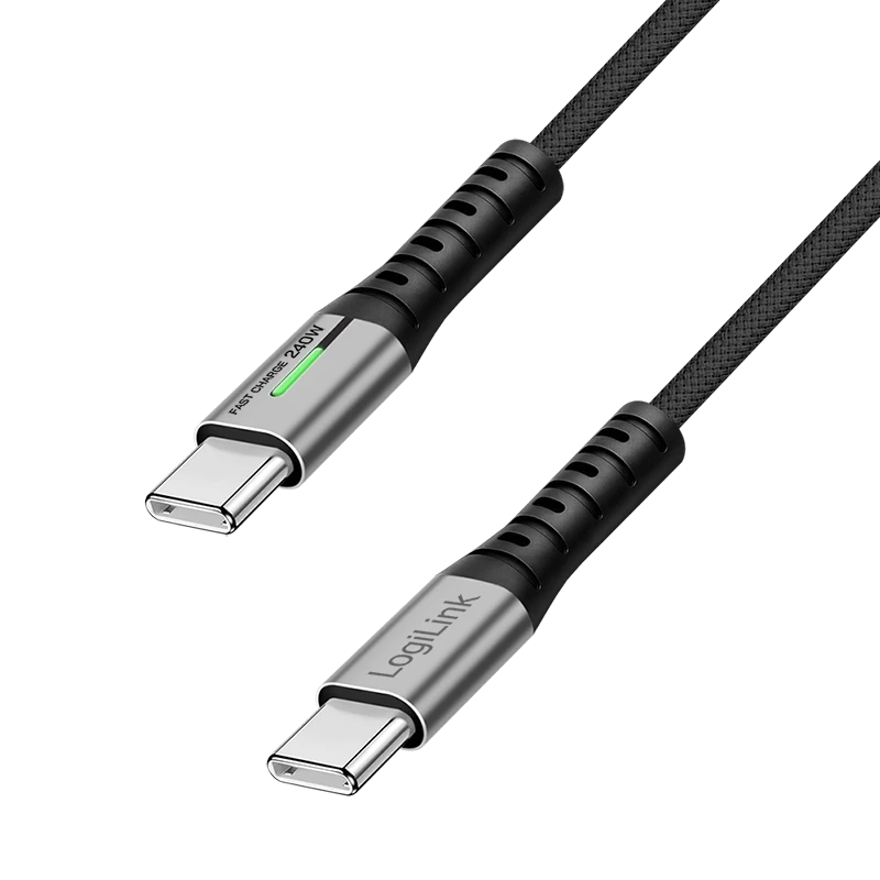 Image of LogiLink USB 3.2 Gen2x2 Type-C cable. C/M to C/M. 20 Gbps. 240W.4K.LED