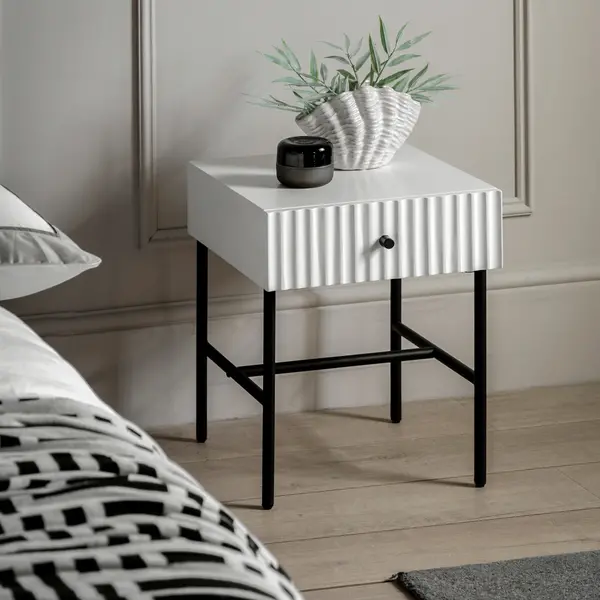 Image of Baybridge 1 Drawer Bedside Table White