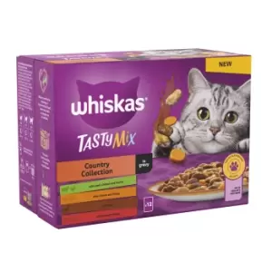 image of Whiskas 1+ Cat Pouches Classic Mix With Veg in Gravy Cat Food 12 x 85g