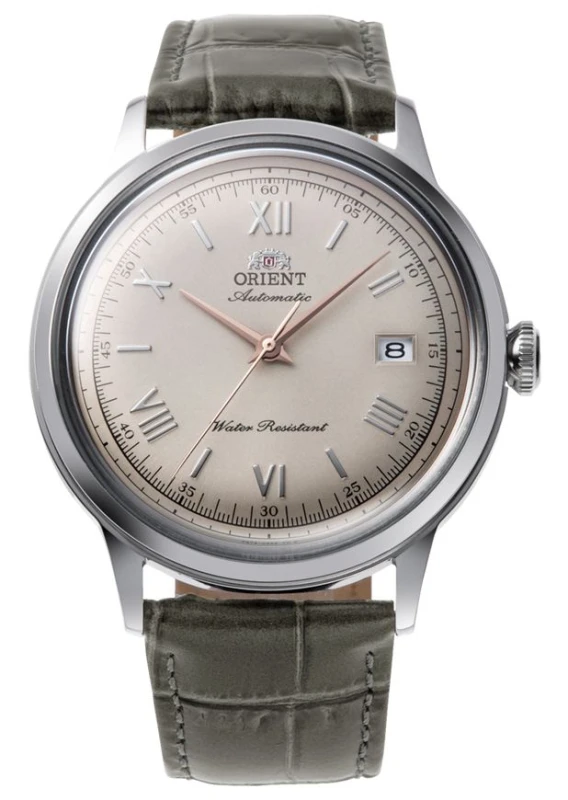 Image of Orient RA-AC0025N30B Bambino Automatic Olive Leather Strap Watch - W2982