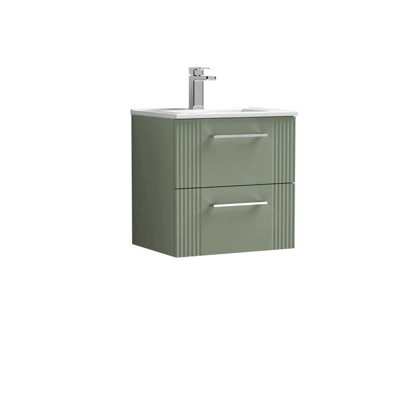 Image of Balterley 2 Drawer Wall Hung Vanity Unit Minimalist Basin Green 500mm Green