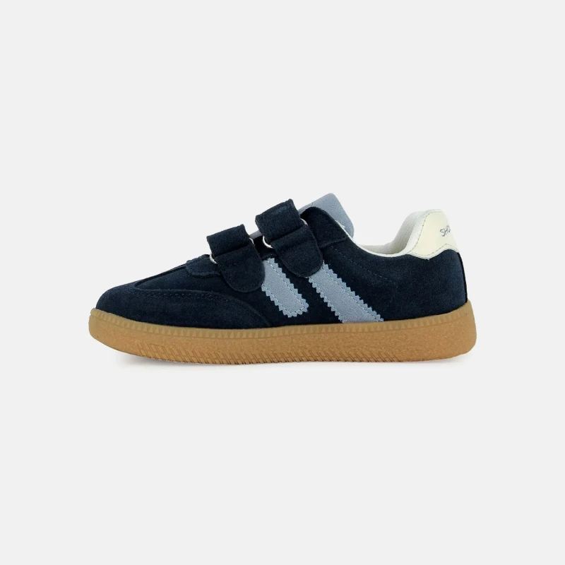 Image of SHOO POM Kids Yuzu Lo Trainers with Touch 'n' Close Fastening Navy Blue Baby 34 (2);33 (1);32 (13.5);31 (12.5 to 13);30 (11.5);29 (11);28 (10)
