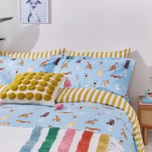 Image of Joules Painterly Dogs Single Duvet Cover Set, Multi