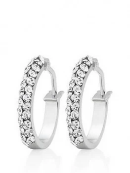 image of Beaverbrooks 9Ct White Gold Crystal Hoop Earrings