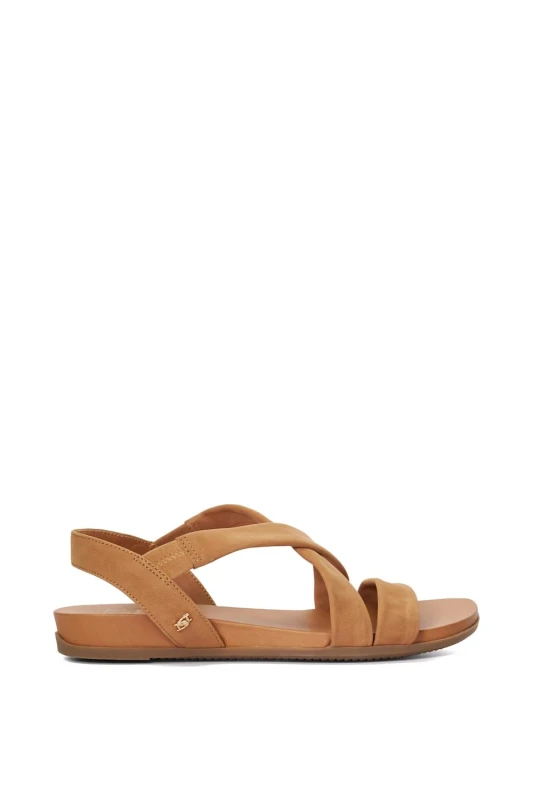 Image of Dune London Womens Wide Fit 'Landies' Sandals in Brown Size: 3 Brown Female 3