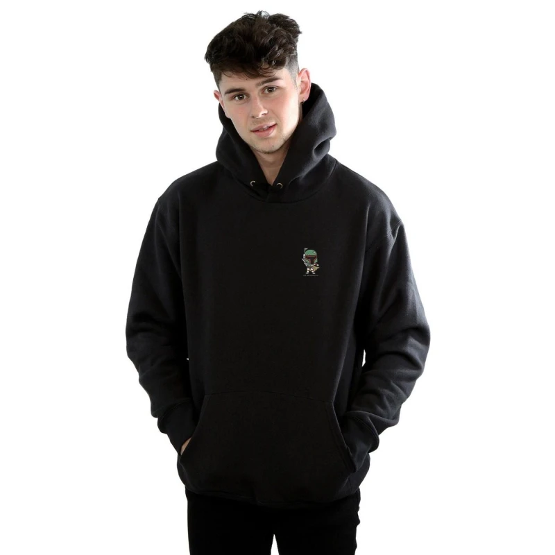 Image of Star Wars Star Wars Men Boba Fett Chest Print Hoodie in Black Size: Small Black S Male 5057864337266
