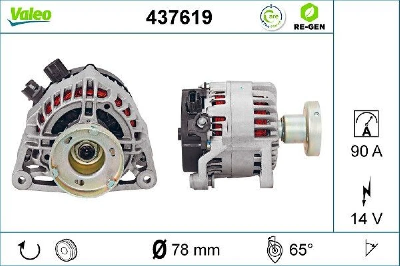 Image of VALEO 437619 Generator Alternator Charging Current: 90A, Voltage: 14V Alternator (4)