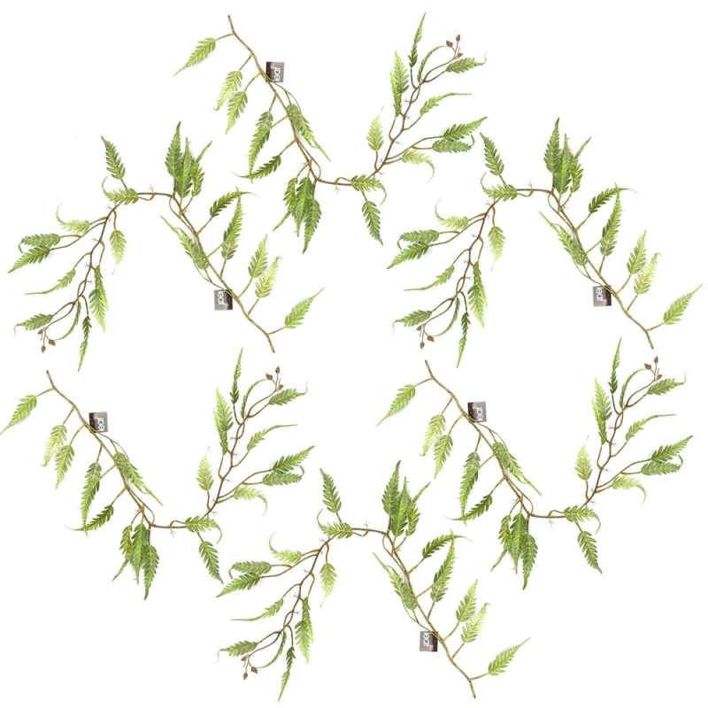 Image of Leaf Authentic 125cm Artificial Hanging Trailing Fern. Stunning, Lifelike Greens. Set of 6.