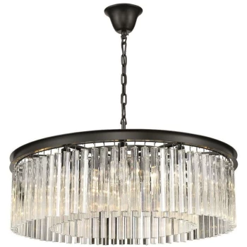 image of Spring Lighting - 10 Light Chandelier Black Chrome Finish, E14