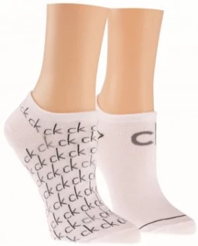 Image of Calvin Klein Repeat logo 2 pair pack trainer socks White