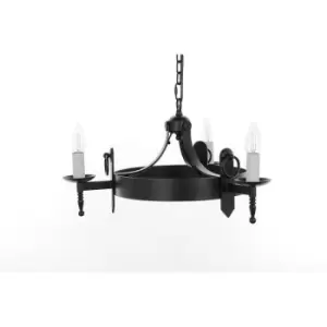 Image of Miter Aged iron pendant lamp 3 bulbs 28cm