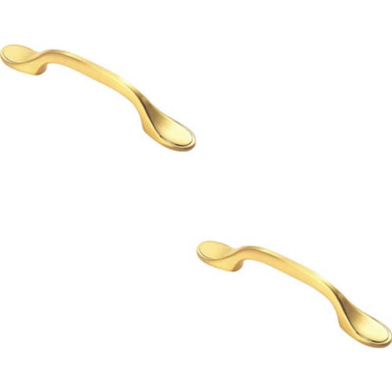 Image of Loops 2x 128mm Shaker Style Cabinet Pull Handle 76mm Fixing Centres Satin Brass Metallics unisex