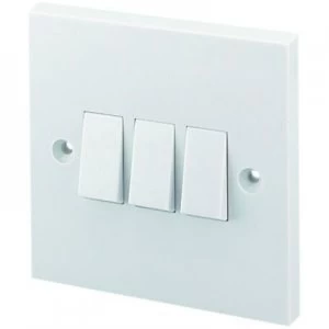 Image of Wickes 10A Light Switch 3 Gang 2 Way White