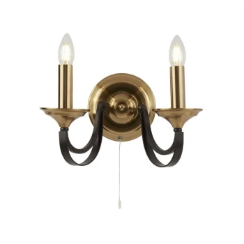 Image of Searchlight Belfry - 2 Light Candle Wall Light Dark Bronze, Brown, E14