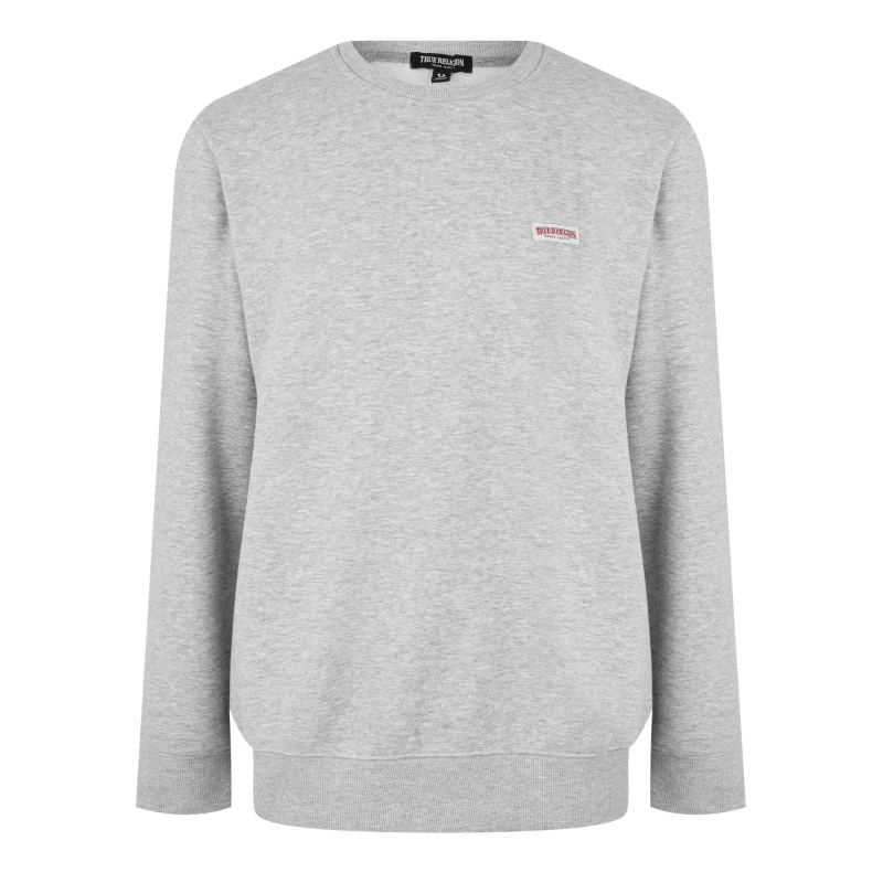 Image of True Religion Mens Original Logo Crew-neck Sweatshirt Grey male 2XL