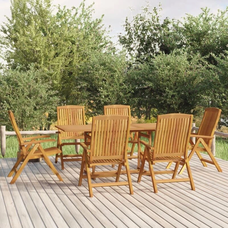 Image of vidaXL 7 Piece Garden Dining Set Solid Wood Teak, Brown 3154921