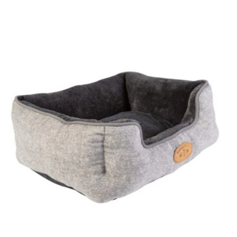 Image of Banbury Banbury Small Grey Herringbone Square Pet Bed Grey