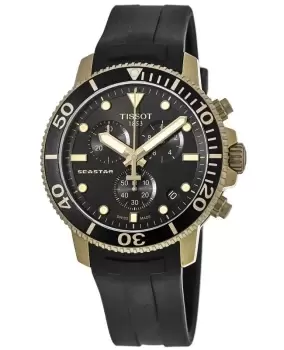 image of Tissot Seastar 1000 Chronograph Black Dial Black Rubber Strap Mens Watch T120.417.37.051.01 T120.417.37.051.01