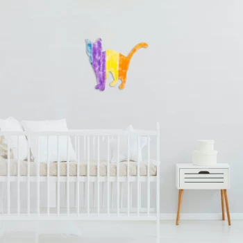 Image of Cat 2 - Multicolor Multicolor Decorative Wooden Wall Accessory