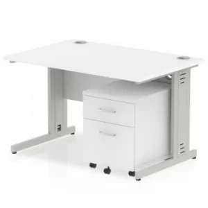 Image of Impulse 1200 Straight Wire Managed Workstation 500 Two drawer mobile Pedestal Bundle White