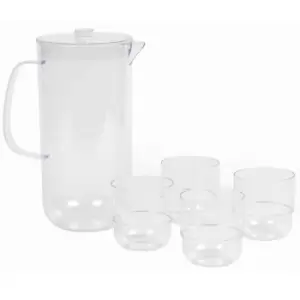 image of Cambridge Fete Drinking Tumblers & Serving Jug 5 Piece Set - Clear