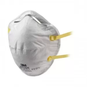 image of 3M Respirator Unvalved FFP1 Classification White with Yellow Straps Ref 8710E Pack 20