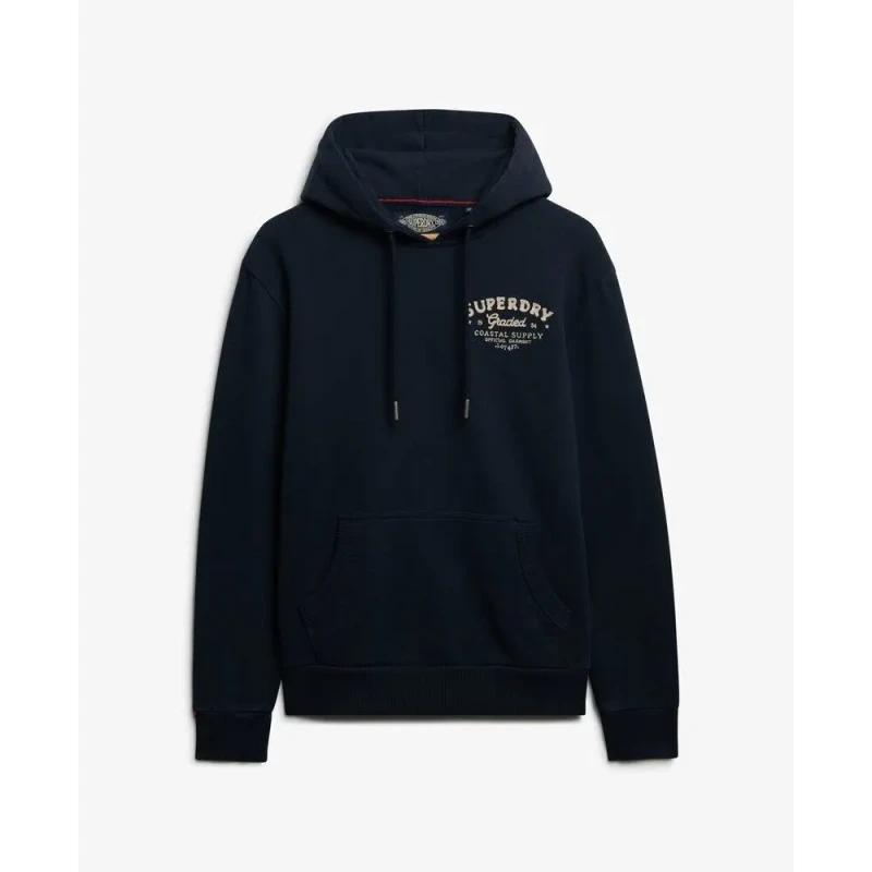 Image of Superdry Lo-Fi Dockside Embroidered Hoodie - Navy Navy WYDY5 Male 2XL,L,M,XL