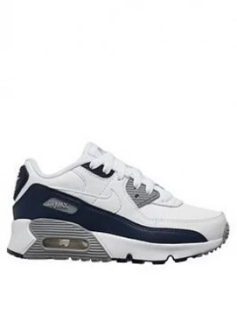 Image of Nike Air Max 90 Leather Childrens Trainers - White, Size 1