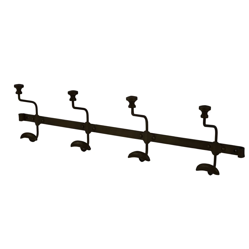 Image of Dibor Traditional Duke Noir 4-Hook Stand Coat Hanger Wall Hook Rack in Black Size: Large Black Unisex L