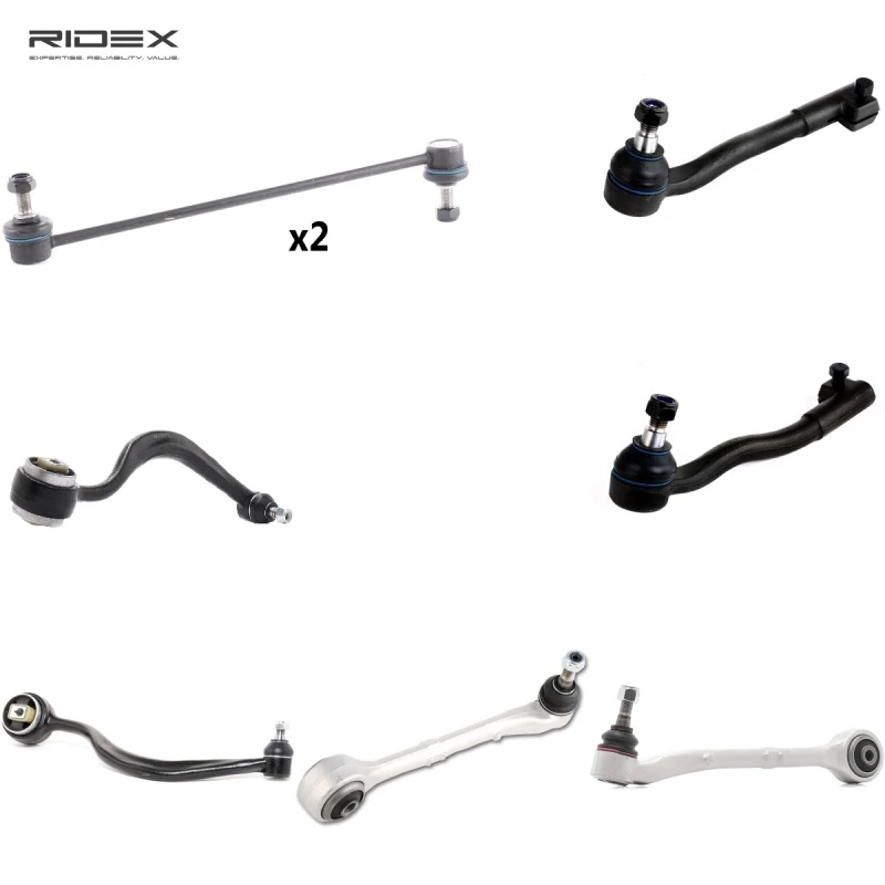 Image of RIDEX 772S0121 Control arm repair kit with coupling rod, Front axle both sides, Control Arm Suspension Kit (772)