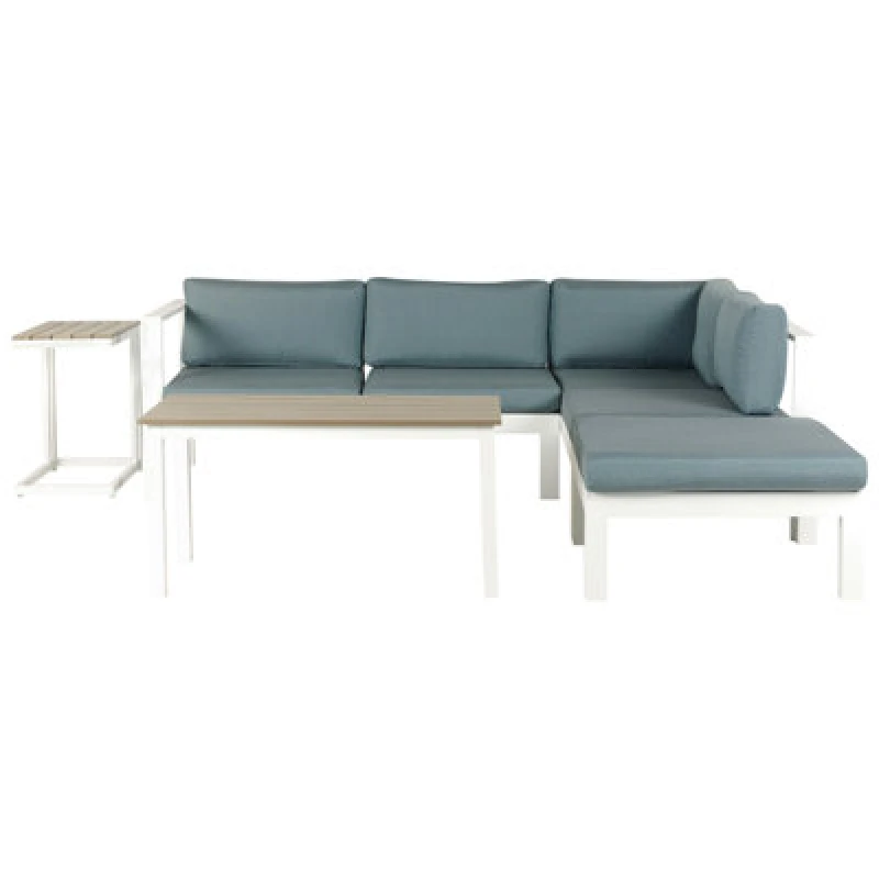 Image of BELIANI Garden Corner Sofa with Table 5 Seater MESSINA Left Hand Metal Green 56197