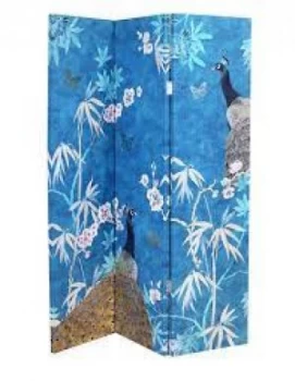 image of Arthouse Peacock Printed 3 Panel Room Divider