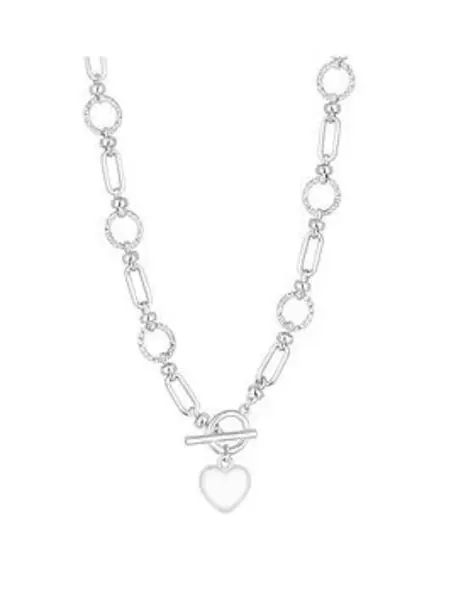 image of Silver Chunky Puff Heart Pendant Necklace