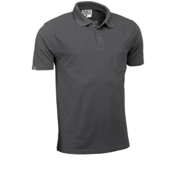 Image of Jcb Workwear - Grey Polo Shirt Trade 3 Button Top Left Chest Pocket L Large D+AK