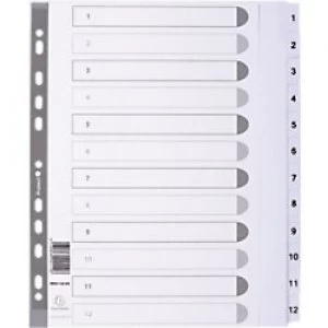 image of Guildhall Numerical Dividers MWD1-12Z-EW A4+ White 12 Part Card 1 to 12