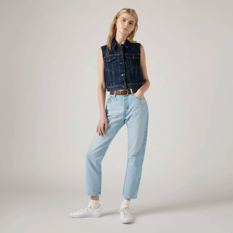 Image of Levis 501 Cropped Jeans - Blue Blue 30 L30