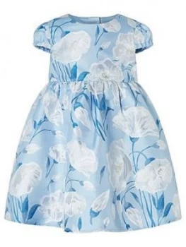 image of Monsoon Baby Girls Naya Jacquard Dress - Blue