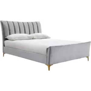Image of 120cm Clover Fabric Bed Grey Velvet