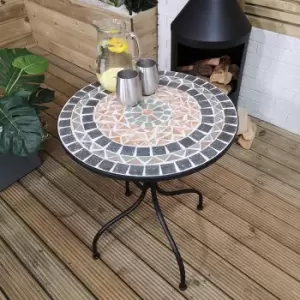 image of 60cm Outdoor Metal Bistro Table Mosaic Design for Garden Patio Balcony