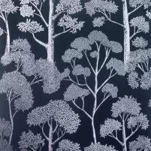 image of Arthouse Delamere Navy Silver Wallpaper