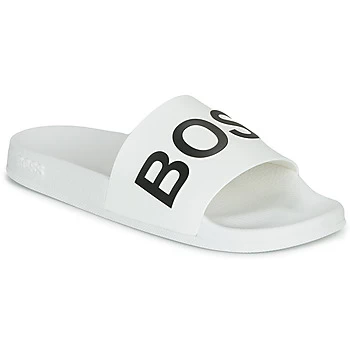 Image of Hugo Boss Bay Slides White/Black Size 7 Men