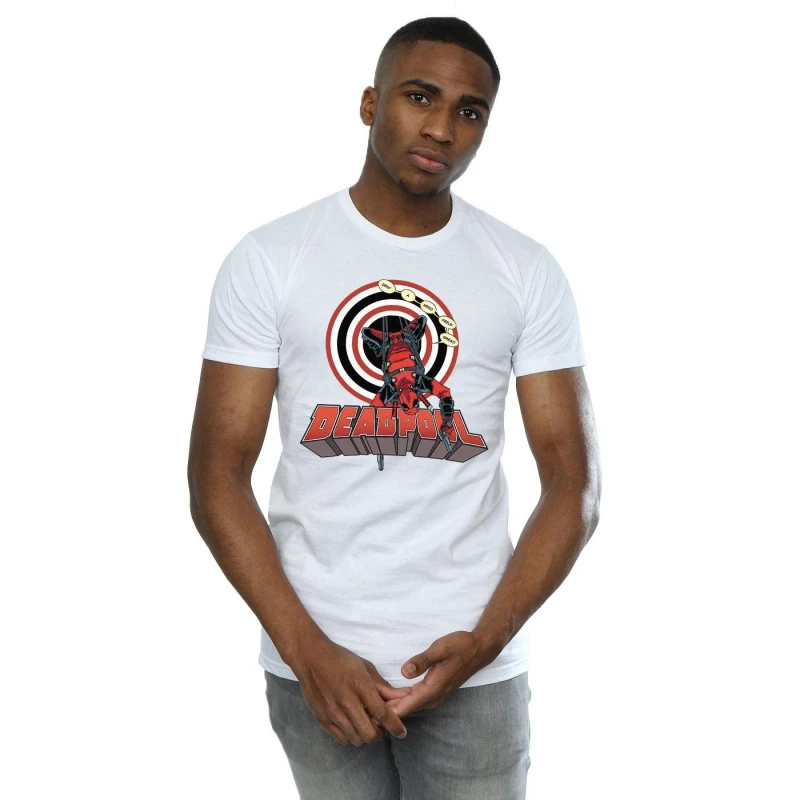 Image of Marvel Marvel Men Deadpool Upside Down T-Shirt in White Size: Small White S Male 5057736826966
