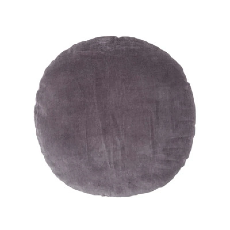 Image of Homescapes Velvet Cushion, 40cm Round Dark Grey