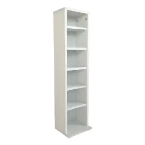 image of 6 Tier White Wooden CD DVD Shelf Storage Rack